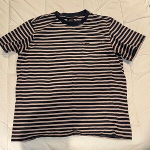 RVCA Men's Navy, Red, and White Striped Tee